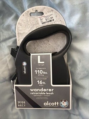 NEW Alcott Wanderer Retractable Dog Leash 16ft Long Black Large 110lbs