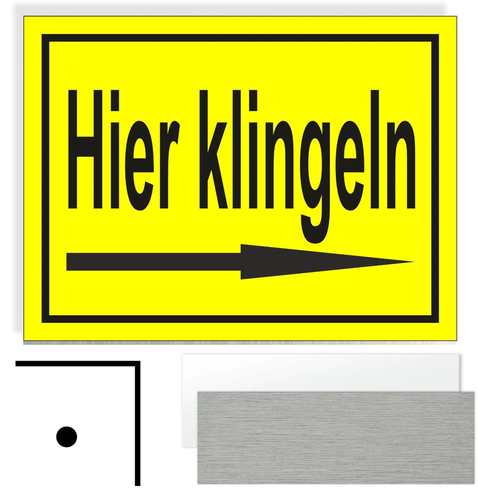 WERBEMITTEL MAHLMEISTER Hier klingeln Pfeil Rechts Hinweisschild Verbot Aluminium Schild Lochung GS77