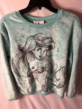 Vtg Disney Ariel The Little Mermaid Sweatshirt Sz Lrg 11 13 Women Junior Aqua