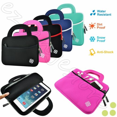 Slim Tablet Android Soft Neoprene Handle Carrying Sleeve Case Cover For 7", 8"