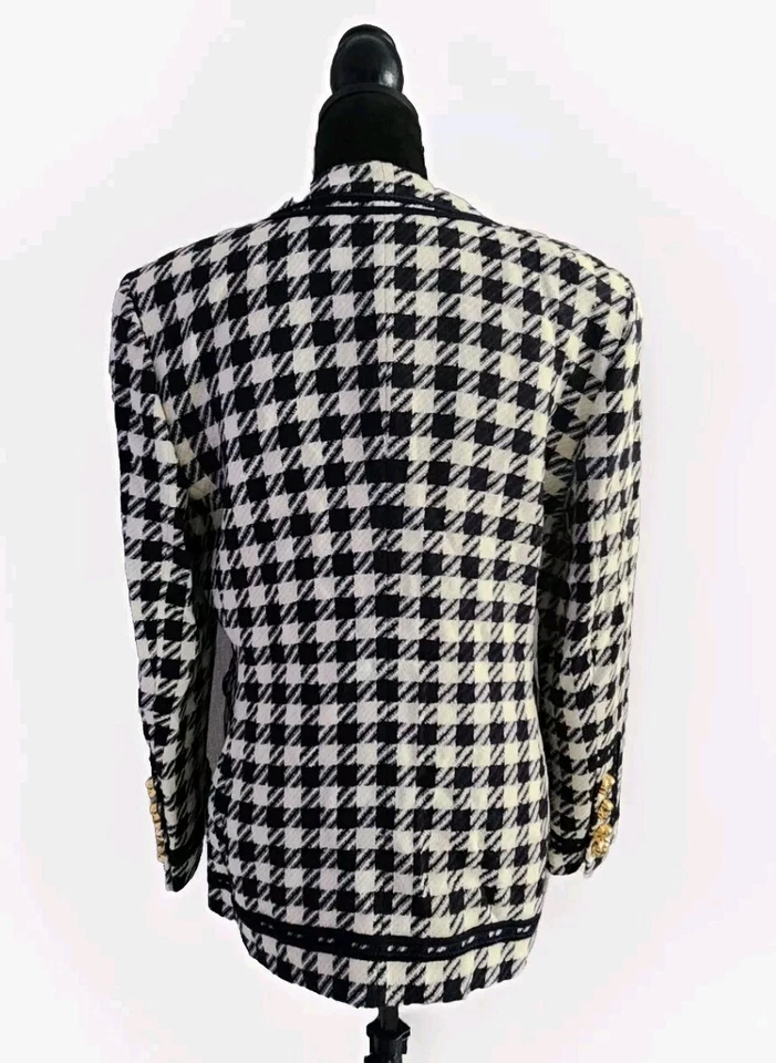 Blazer vintage Escada by Margaery blanco y negro pata de gallo azul marino y blanco talla 40 Foto 3 de 4