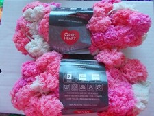Red Heart Pomp-a-Doodle jumbo yarn, Sherbet, lot of 2 14 yds ea 
