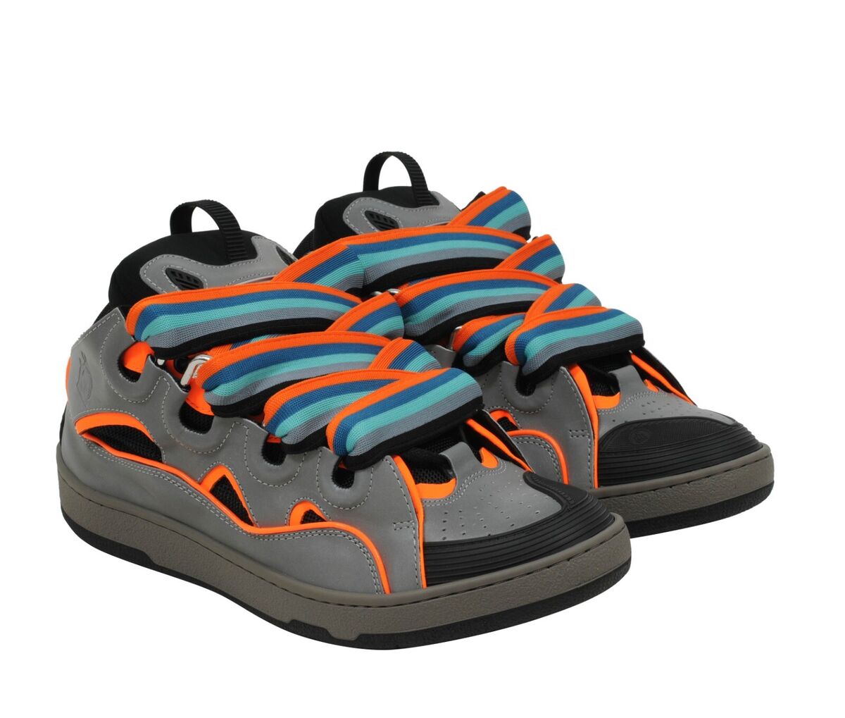 Lanvin Men Curb Sneakers 44 US 11 Grey Orange Reflective Lanvin Men Curb Sneakers 44 US 11 Grey Orange Reflective