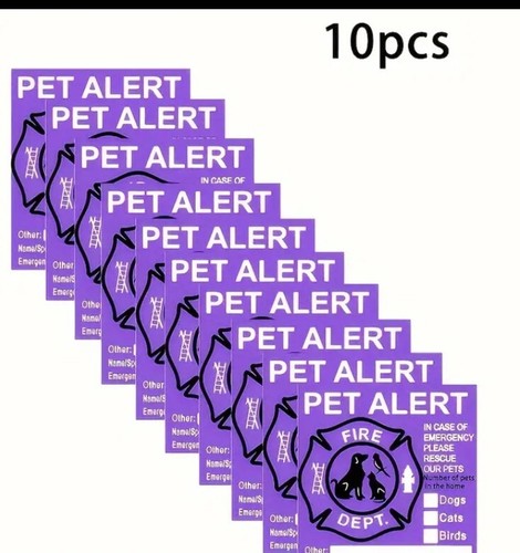 10 PACK Purple Pets Inside Alert 4" Rescue Emergency Fire Window Stickers Decals - Picture 3 of 3