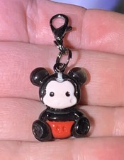 Black Mickey Mouse Charm Zipper Pull  Keychain Add On Clip 