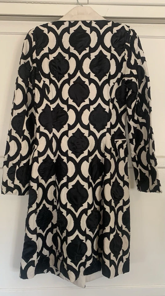 🦋 Abrigo Largo Johnny Was Biya Blanco y Negro Estampado Seda Lino Talla XS NUEVO SIN ETIQUETAS Foto 2 de 4