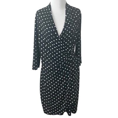 Clara Sunwoo Sun Woo Faux Wrap Dress Polka Dot  Size Small Business V Neck