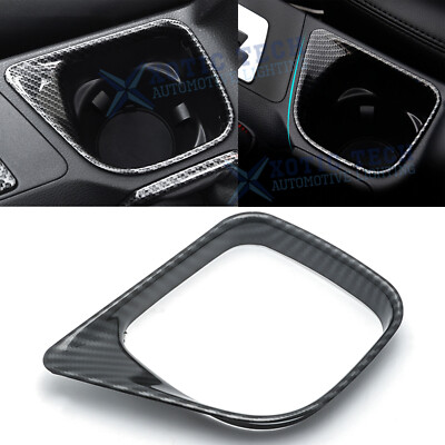 Fits Toyota RAV4 2013-2018 Carbon Fiber ABS Water Cup Holder Molding Cover Trim