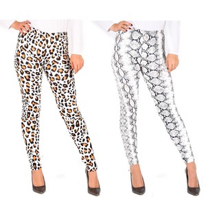LADIES ANIMAL PRINT PU LEGGINGS LEATHER LOOK STRETCH WOMENS LEOPARD SNAKE PANTS
