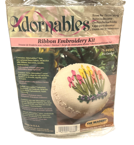 Adornables “Iris Garden” Ribbon Embroidery Box Kit #4965 The Beadery New
