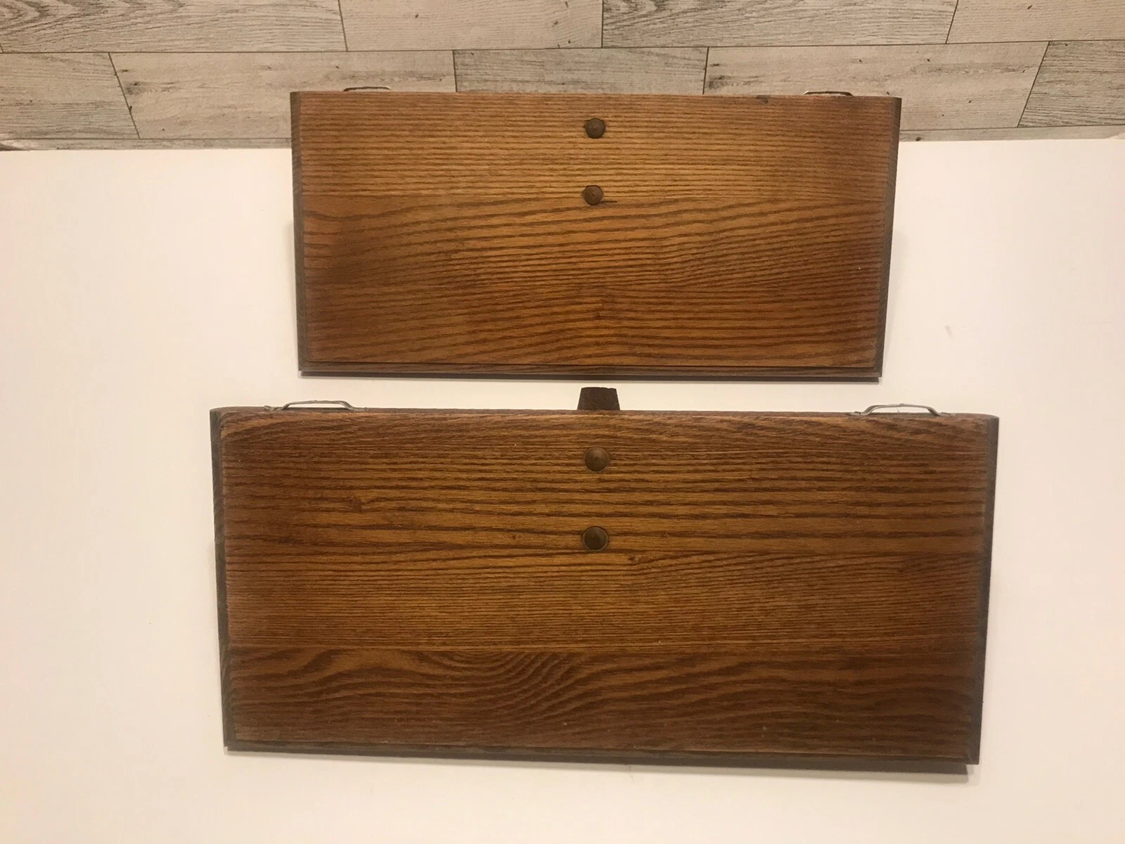 2 Vintage Solid Wood Display Wall Shelves- Knick Knack