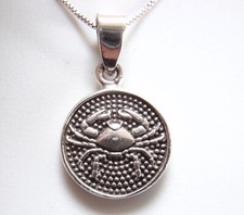 Cancer Zodiac Sign 925 Sterling Silver Reversible Pendant Astrology