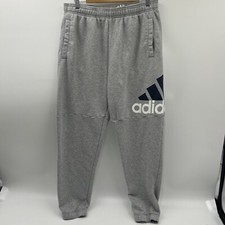 ADIDAS FRENCH TERRY LOGO TRAINING PANTS - Men's Size XL Gray/Navy/White 