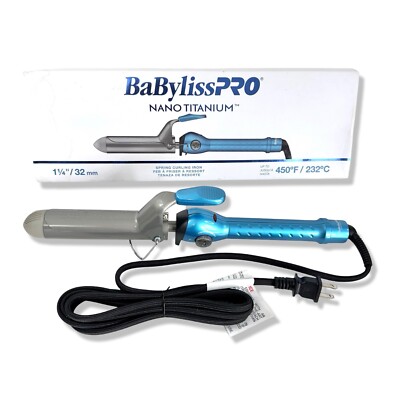 Nano Titanium Spring  Curling Iron 1 ¼'' / 32mm  BABYLISS PRO BNT125S OPEN Box