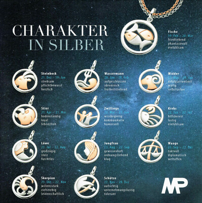Echt Silber 925 bicolor rosègold moderne Juwelier Sternzeichen Anhänger Kette
