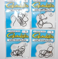 4 packs gamakatsu octopus hook size 1  8 per pack # 02410 hooks 32 total hooks