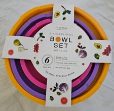 Stainless Steel Bowl Set With Lids 6 piece set