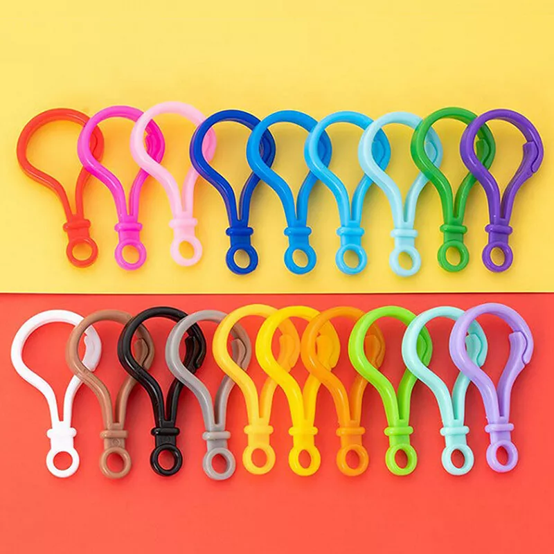 50pcs Colorful Plastic Lamp Shape Buckle Snap Hook Lobster Clasp
