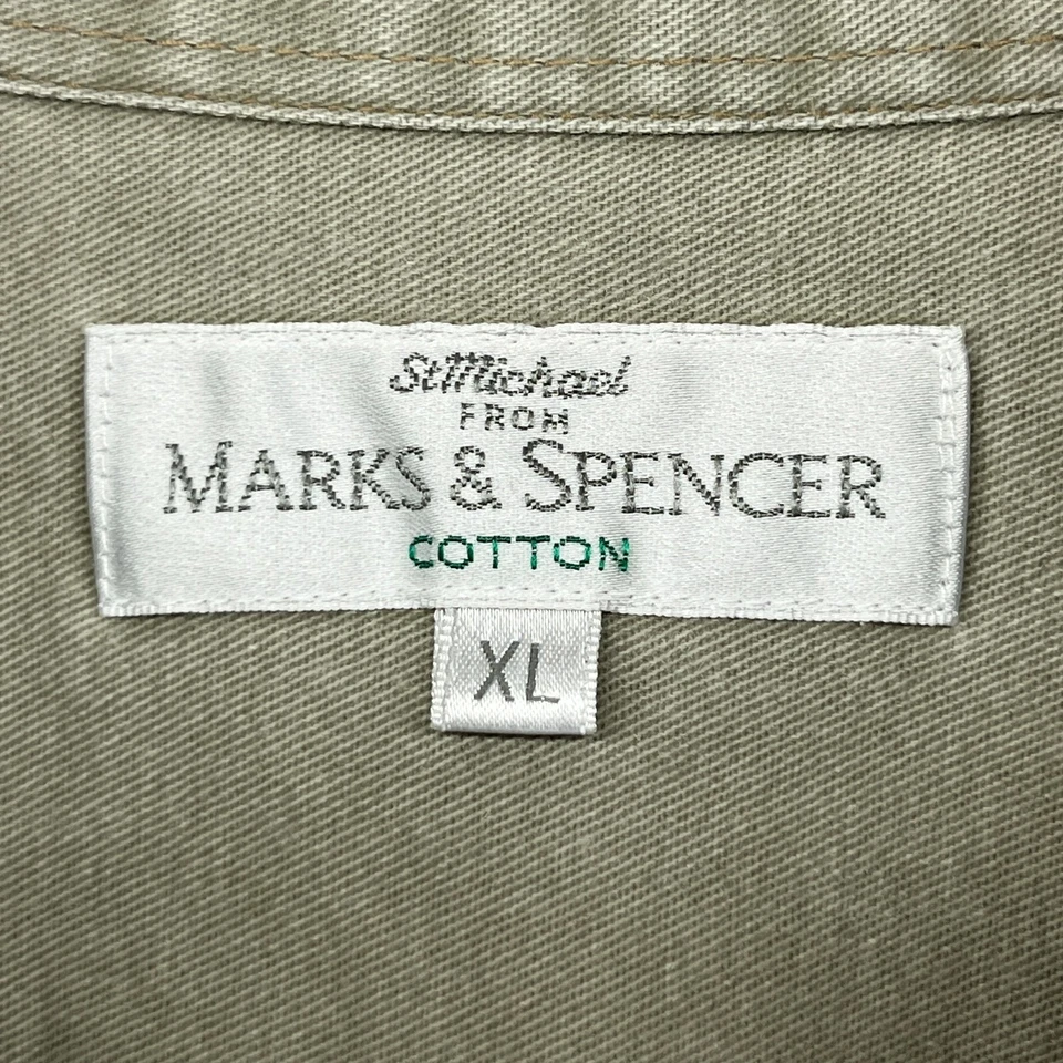 Camisa MARKS & SPENCER Para Hombres XL ST MICHAEL Utilidad Trabajo Sarga Algodón Verde Foto 4 de 4