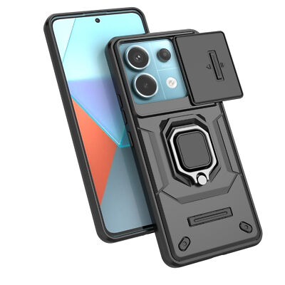 For XiaoMi RedMi Note 13 Pro, Hybrid Armor Slide Camera Magnetic Hard Case Cover
