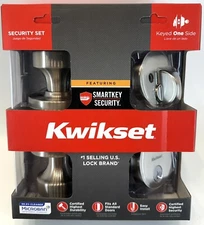 Kwikset Pismo Rose Entry Lever & Single Cylinder Deadbolt Satin Nickel 99910-069