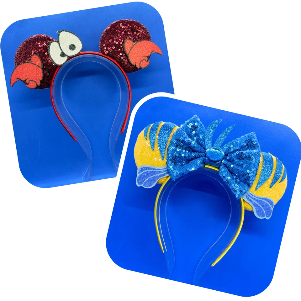 Disney Inspired Ears Headband Little Mermaid Flounder & Sebastian So Cute!