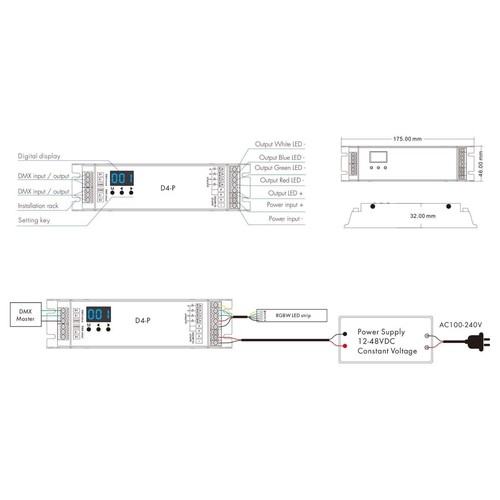 4/5 Channel LED 12-48V DC DMX512 & RDM Decoder Controller With Digital Display - Picture 10 of 17