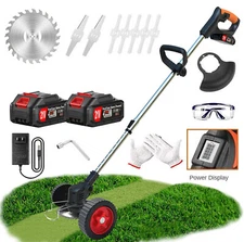 Electric Cordless Grass String Trimmer Lawn Edger Weed Wacker Cutter + 2 Battery