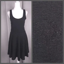 Love Ady Dress XS S Black Textured Mod Sleeveless Fit Flare Retro Party