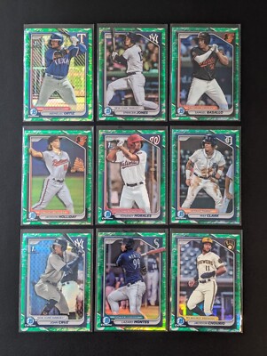 2024 Bowman Chrome GREEN LUNAR GLOW CHROME PROSPECTS w/ 1st ~ YOU PICK