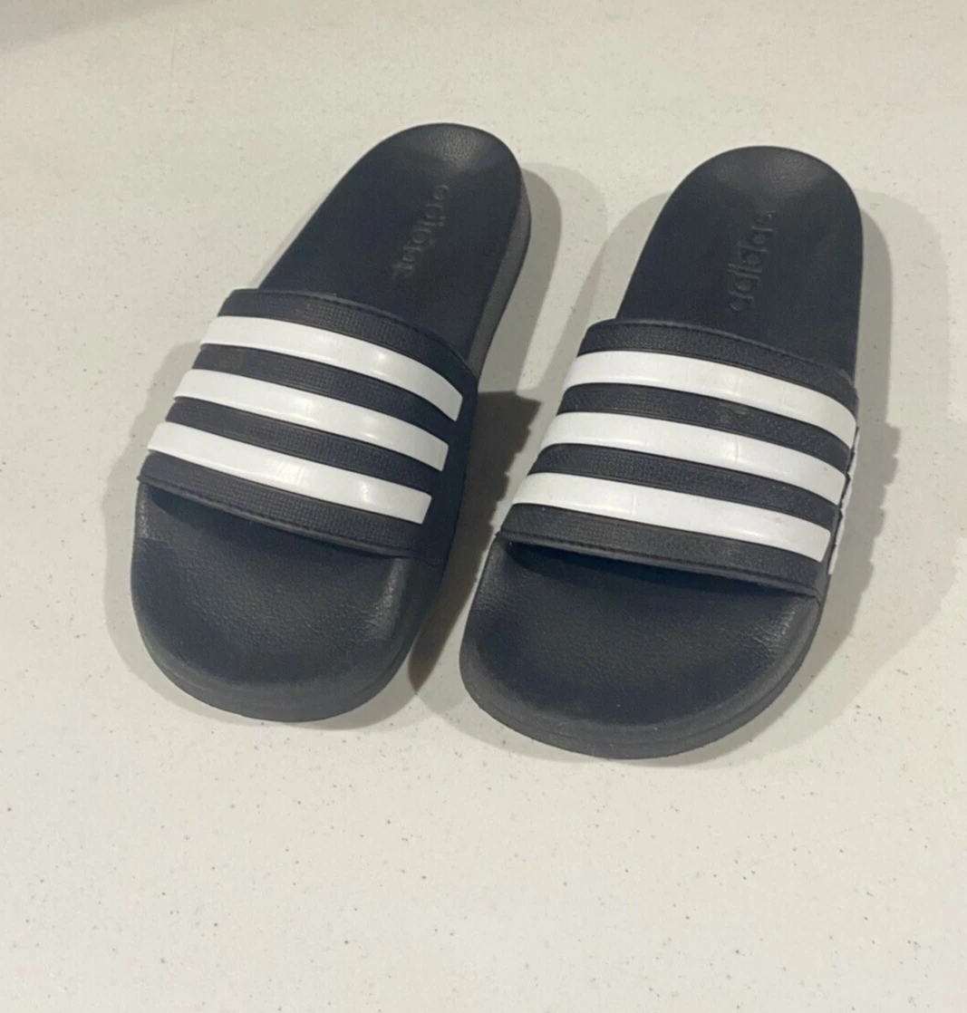 Adidas Adilette Slides Unisex Bambini Grandi Taglia 3 Nero Bianco