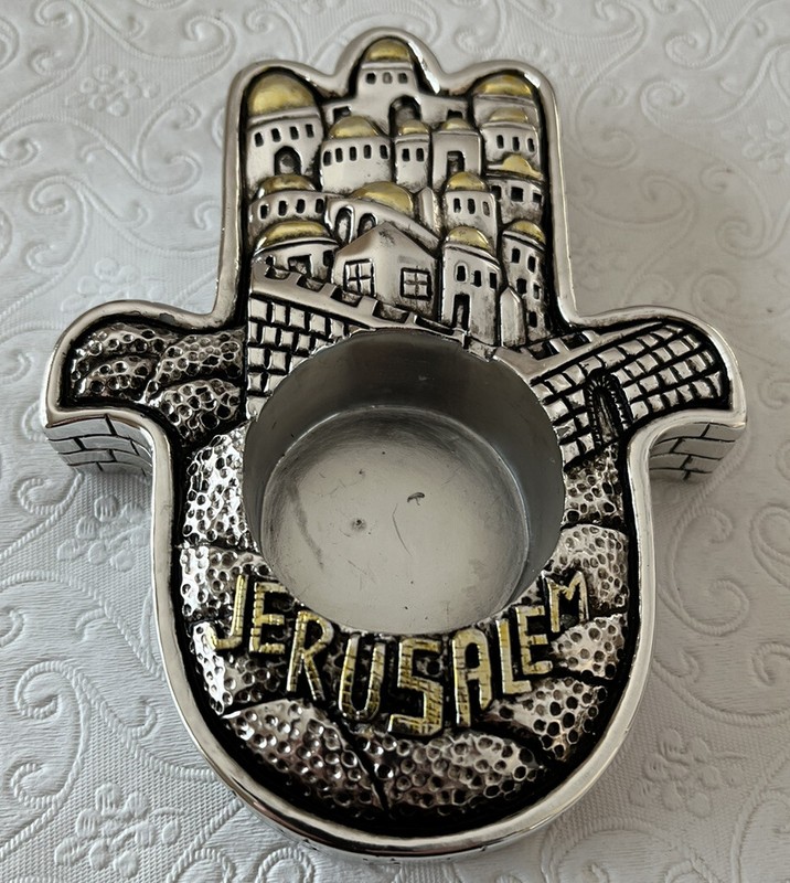 Jerusalem Hamsa Tea Light Holder 925 SC