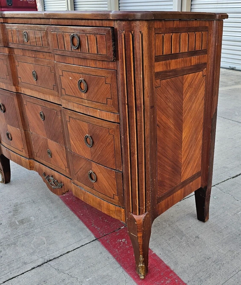 Cómoda LOUIS XVI Transitional PECHO 4 cajones marquetería roble caoba Foto 4 de 4