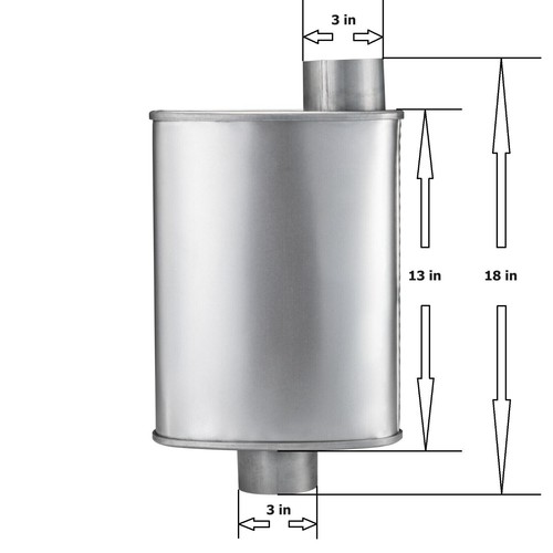 Silenciador 3.0" Offset In / 3.0" Center Out Sonido Moderado Turbo - Imagen 2 de 6