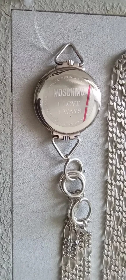 Orologio Da Taschino Nuovissimo Argento MOSCHINO con Catena Lunghissima Foto 4 de 4