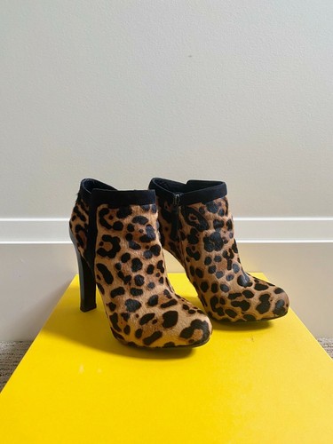 Fendi Leopard Print Pony Hair Platform Booties Siz
