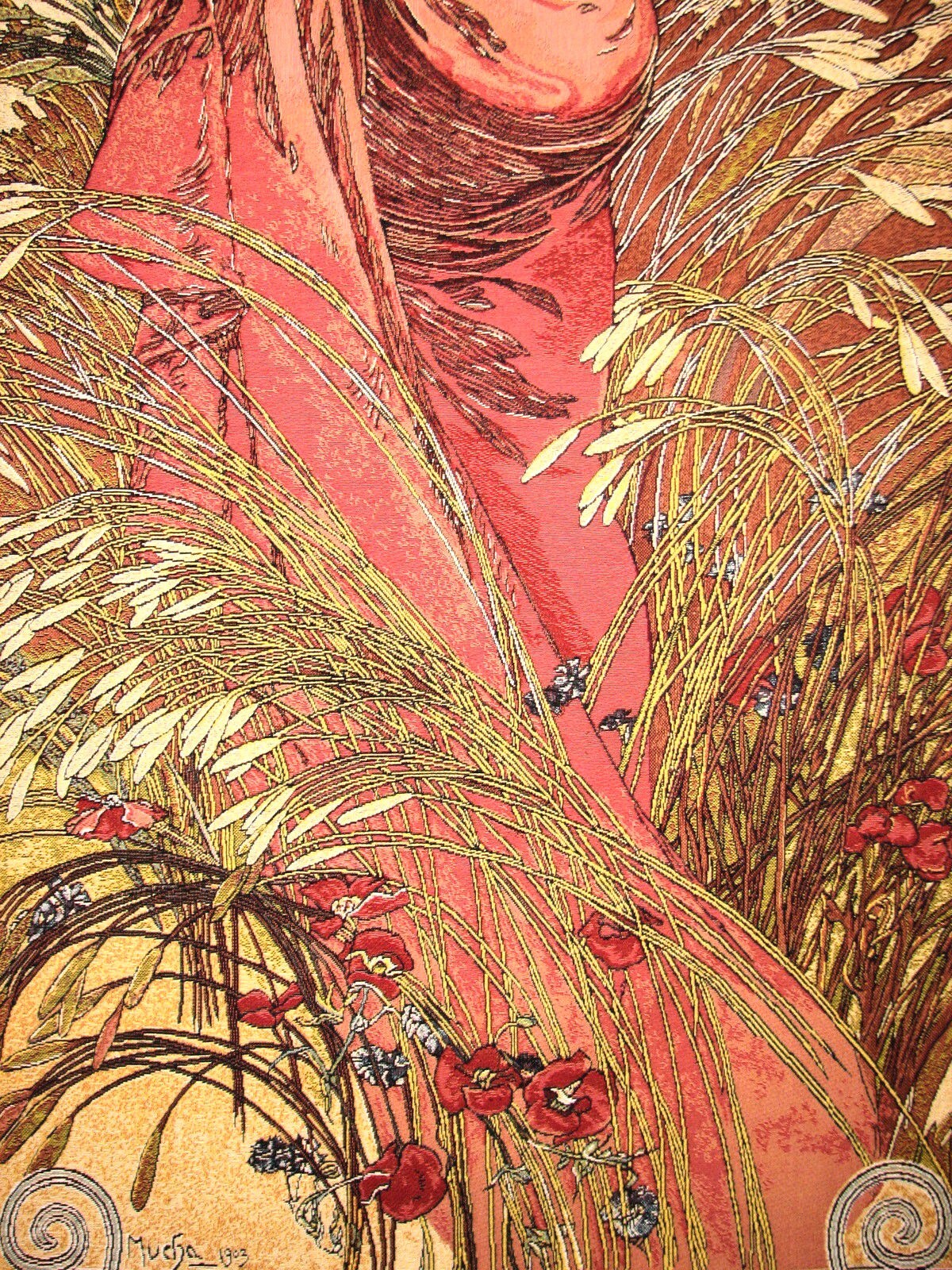 Tapisserie Murale Alfons Mucha Les Saisons (Été) - 60 X 28 Pouces, Coton Mixte, Neuve, Fabrication Belgique