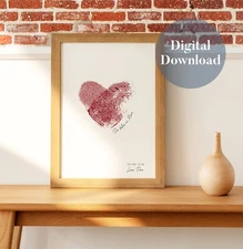 Custom Fingerprint Heart Love Original Digital Download Gift Anniversary Family
