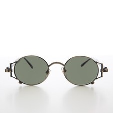 Gunmetal Trendy 90s Vintage Unique Sunglasses - Iona