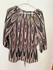 BANANA REPUBLIC Tie Waist Blouse Shirt Top Size XS Browns with design