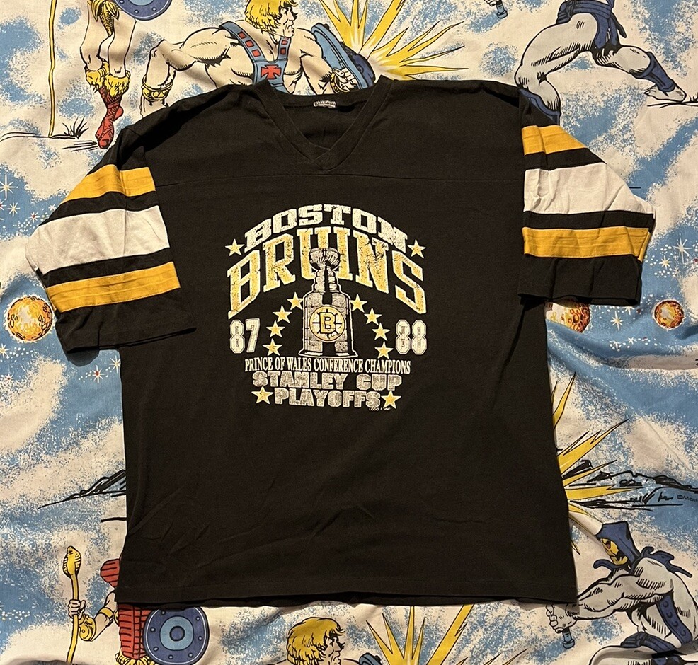Vtg Boston Bruins T Shirt Mens Size L/XL 80s 1988 Stanley Cup LOGO 
