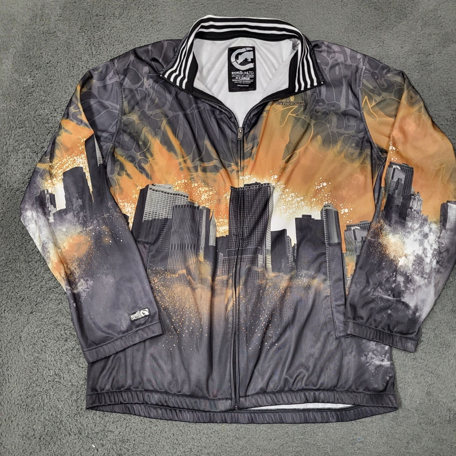 Ecko Unltd X-Large Men's Cityscape Full-Zip Jacket Polyester Multicolor Y2K