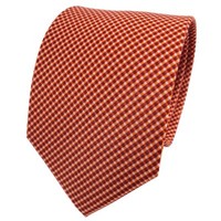 Tigertie Seidenkrawatte Orange Rotorange Silber Kariert - Krawatte Seide Tie