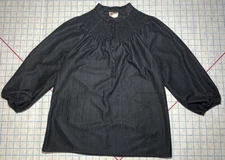 Vintage 70s Victorian Revival Blouse Smocked Yoke Bishop Sleeve