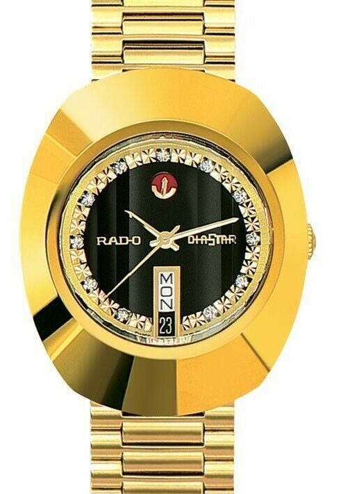 Vintage Rado Diastar Automatic 36 MM Gold Plated White Diamond Men's Wrist Watch