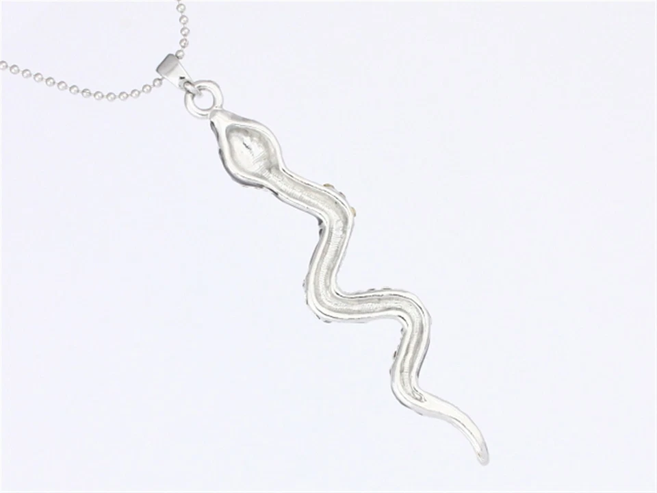 Collar Colgante Serpiente Serpiente Cristal Transparente Esmalte Negro P878 Foto 3 de 3