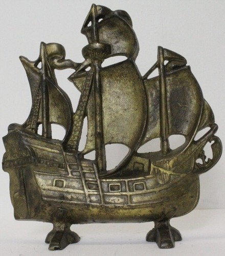 Antique bronze old and big sailing ship door stop - Picture 7 of 7