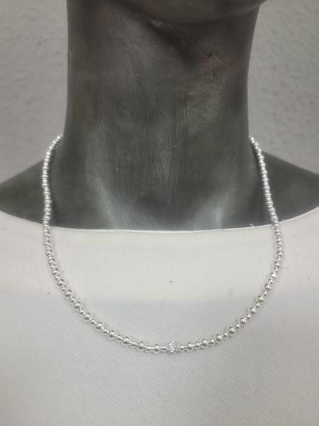 Biba Modeschmuck Kette Halskette Accessoires Silberfarben Mit Strass AnhäNger-image
