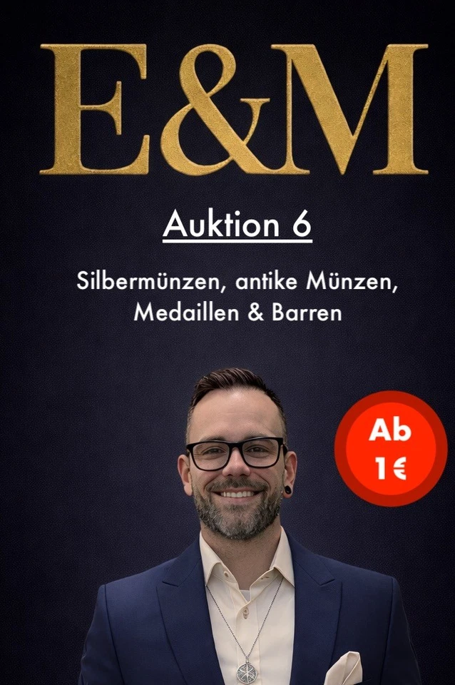 Auktion 6 Silbermünzen, exklusive Silberbarren & Medaillen  ab 1,00€!