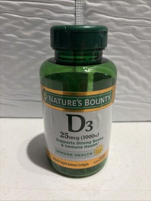 Nature's Bounty Vitamin D3 1000 IU, Immune Support, 250 Count